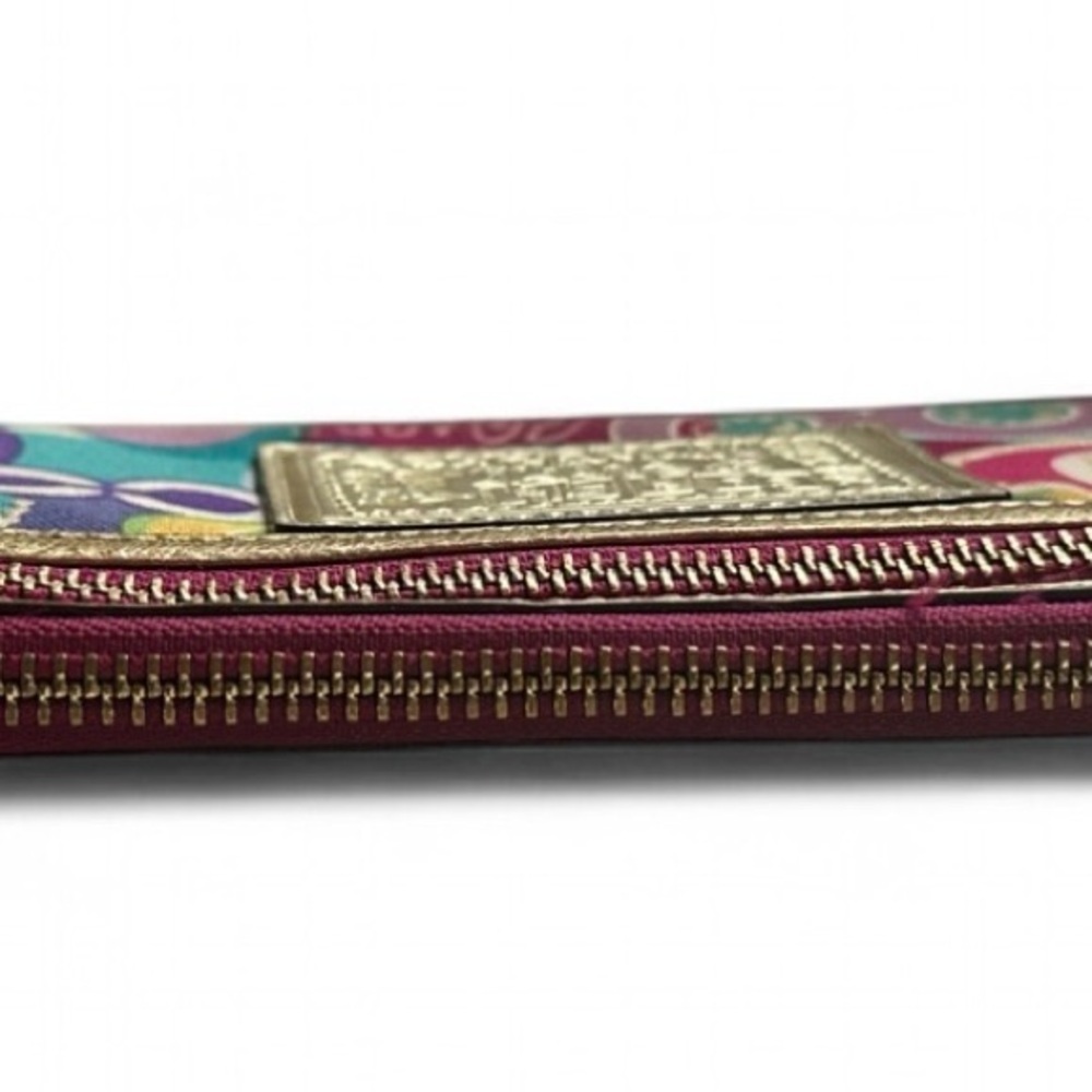 Vintage Y2K Coach Poppy Multicolor Wristlet 2009 Metallic Logo Bag Wallet boho - Picture 11 of 14